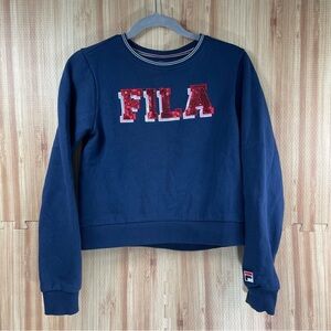 FILA GIRL SWEATSHIRT NAVY BLUE SEQUINS SIZE L